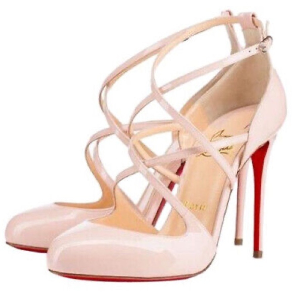 Authentic Christian Louboutin Soustelissimo Ballerina Pink Patent Strappy Heel